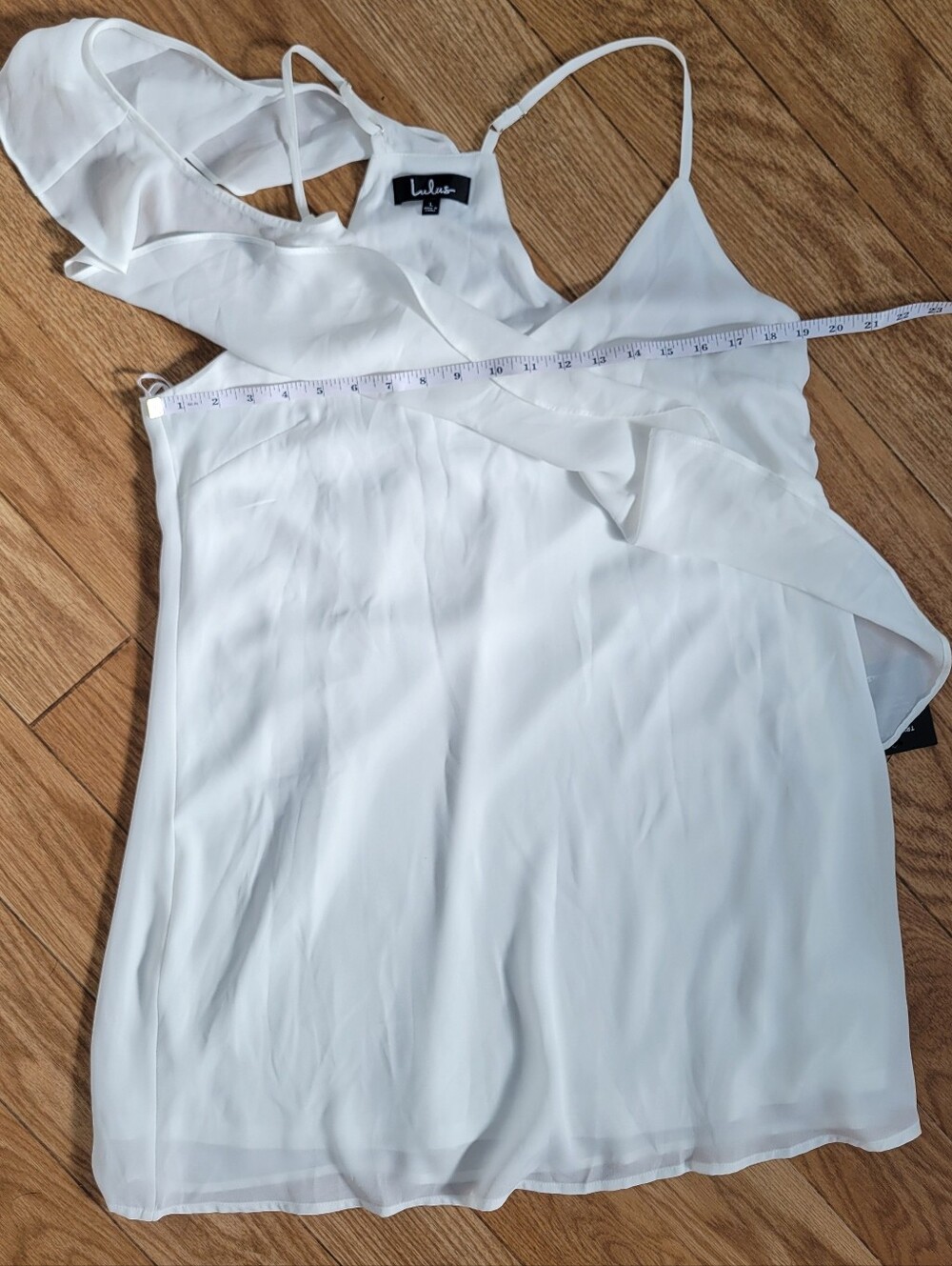 Lulu's White Draped Ruffle One-Shoulder Mini Dress - Picture 7 of 9
